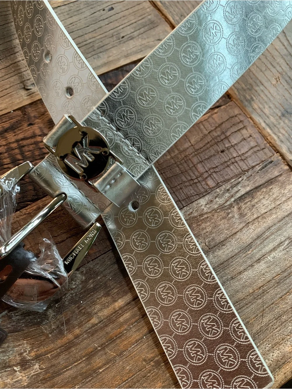 Michael Kors Silver Monogram Logo Belt
